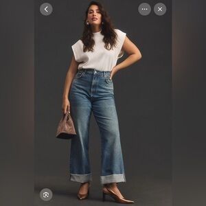 Pilcro Wide-Leg Cuffed Jeans 32P